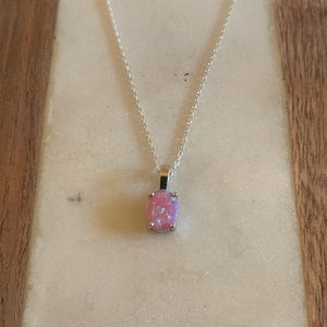 Sterling Silver Pink Opal Necklace Opal Necklace .925 chain opal pendant